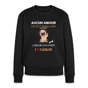 Chien Carlin Auncun N'Amour Ne Remplace - Pull Premium bio Femme - noir - Devant - Julia (174cm)