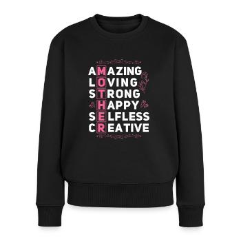 Muttertag Geschenkidee Mama Mütter - Frauen Premium Bio Pullover - Schwarz - Vorne - Julia (174cm)
