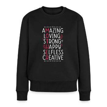 Muttertag Geschenkidee Mama Mütter - Frauen Premium Bio Pullover - Schwarz - Vorne - Julia (174cm)