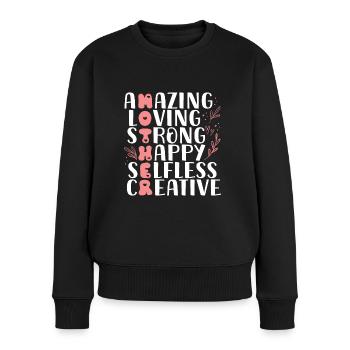 Muttertag Geschenkidee Mama Mütter - Frauen Premium Bio Pullover - Schwarz - Vorne - Julia (174cm)