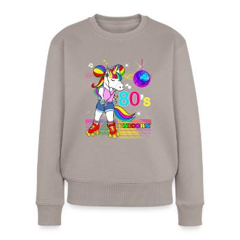 Einhorn Kostüm 80er Jahre Vintage Disco - Frauen Premium Bio Pullover - Taupe - Vorne - Julia (174cm)