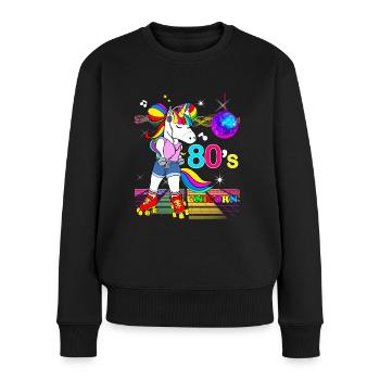 Licorne Costume Années 80 Vintage Disco - Pull Premium bio Femme - noir - Devant - Julia (174cm)