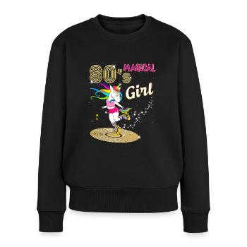 Unicorn Magic Roller Vintage 80s Disco - Women's Premium Organic Jumper - black - Front - Julia (174cm)