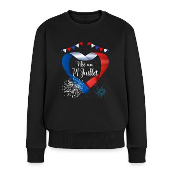 Anniversaire Femme Née 14 Juillet Fête Nationale - Pull Premium bio Femme - noir - Devant - Julia (174cm)