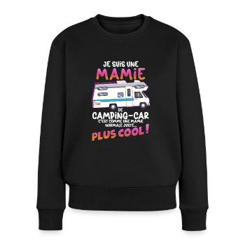 Mamie Camping-car Pour Maman Retraitée Cool - Pull Premium bio Femme - noir - Devant - Julia (174cm)
