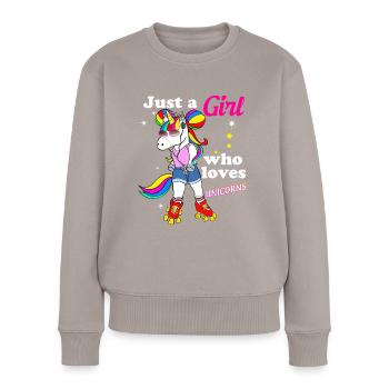 Licorne Roller Skate Style Vintage Années 80 - Pull Premium bio Femme - taupe - Devant - Julia (174cm)