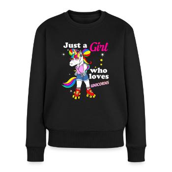 Licorne Roller Skate Style Vintage Années 80 - Pull Premium bio Femme - noir - Devant - Julia (174cm)