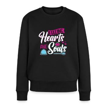 Cooking Cooking Feeding Hearts And Souls - Women's Premium Organic Jumper - black - Front - Julia (174cm)