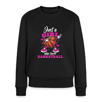 Juste une fille qui aime le basketball Idée cadeau - Pull Premium bio Femme - noir - Devant - Julia (174cm)