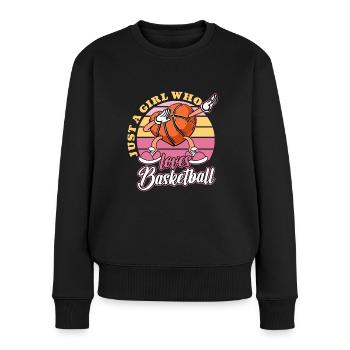 Juste une fille qui aime le basketball Idée cadeau - Pull Premium bio Femme - noir - Devant - Julia (174cm)