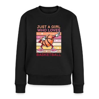 Juste une fille qui aime le basketball Idée cadeau - Pull Premium bio Femme - noir - Devant - Julia (174cm)