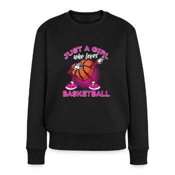 Juste une fille qui aime le basketball Idée cadeau - Pull Premium bio Femme - noir - Devant - Julia (174cm)
