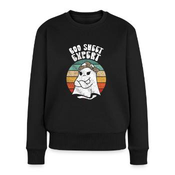 Halloween Humor Lustig Geist Boo Sheet Expert - Frauen Premium Bio Pullover - Schwarz - Vorne - Julia (174cm)