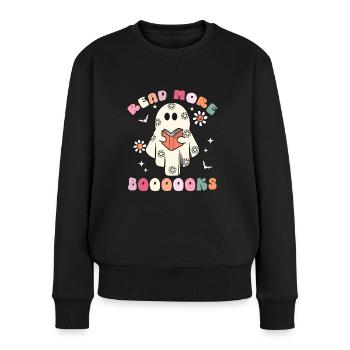 Halloween Bookworm Ghost Read More Booooks - Women's Premium Organic Jumper - black - Front - Julia (174cm)
