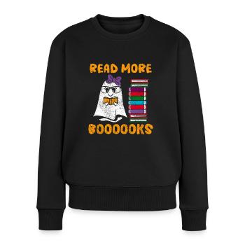 Halloween Bookish Ghost Read More Booooks - Women's Premium Organic Jumper - black - Front - Julia (174cm)