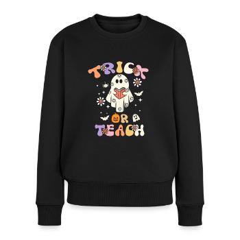 Halloween Lehrer Trick Or Teach - Frauen Premium Bio Pullover - Schwarz - Vorne - Julia (174cm)