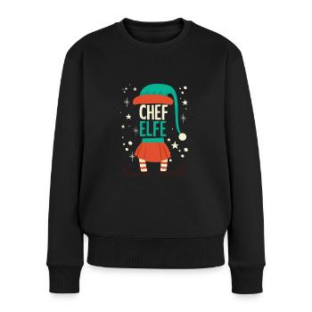 Weihnachten Humor Lustig Chef Elfe - Frauen Premium Bio Pullover - Schwarz - Vorne - Julia (174cm)