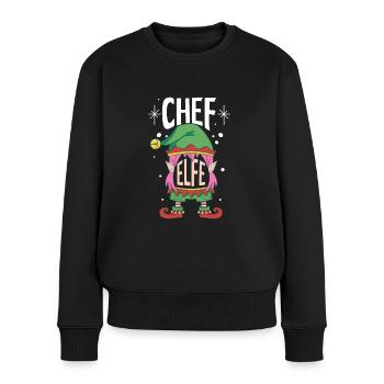 Weihnachten Humor Lustig Chef Elfe - Frauen Premium Bio Pullover - Schwarz - Vorne - Julia (174cm)