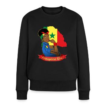 Fille Sénégalaise Drapeau Sénégal Femme - Pull Premium bio Femme - noir - Devant - Julia (174cm)