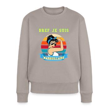 Ehefrau Marseille Fuß Mutter Freund Schwester Tante - Frauen Premium Bio Pullover - Taupe - Vorne - Julia (174cm)