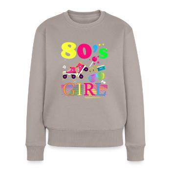 For A Girl Woman Fan 80s Party Suit - Women's Premium Organic Jumper - taupe - Front - Julia (174cm)