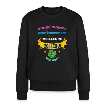 Meilleure Collègue Femme Cadeau Départ Pour Copine - Pull Premium bio Femme - noir - Devant - Julia (174cm)