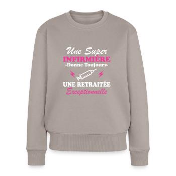 Pensionierte Krankenschwester Humor Ruhestandsgeschenk - Frauen Premium Bio Pullover - Taupe - Vorne - Julia (174cm)