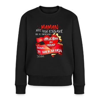 Super Mutter von Kindern Muttertag - Frauen Premium Bio Pullover - Schwarz - Vorne - Julia (174cm)