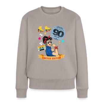 Frau 90er Jahre Kassette Musik 1990er Jahre - Frauen Premium Bio Pullover - Taupe - Vorne - Julia (174cm)