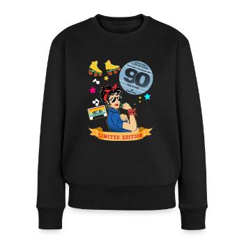 Frau 90er Jahre Kassette Musik 1990er Jahre - Frauen Premium Bio Pullover - Schwarz - Vorne - Julia (174cm)