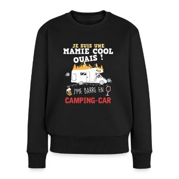 Camping Car Femme Retraite Ma Mamie Cool Voyage - Pull Premium bio Femme - noir - Devant - Julia (174cm)