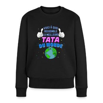 Meilleure Tata Du Monde Pour Super Tata D'Amour - Pull Premium bio Femme - noir - Devant - Julia (174cm)