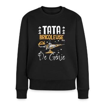 Tata Bricoleuse De Génie Tatie Outils Mécanique - Pull Premium bio Femme - noir - Devant - Julia (174cm)