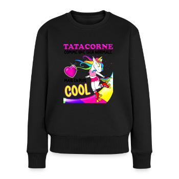 Auntie Love Auntie Vintage Unicorn 80s - Women's Premium Organic Jumper - black - Front - Julia (174cm)