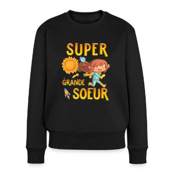 Super Große Schwester der Stars Überraschungsgeburt - Frauen Premium Bio Pullover - Schwarz - Vorne - Julia (174cm)
