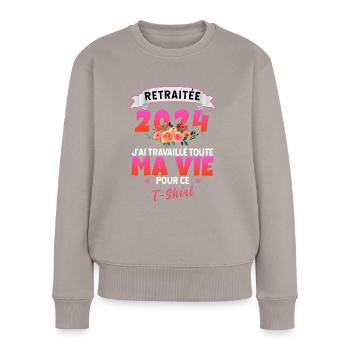 Rentnerin 2024 Schöne Zeichnung Mädchen Kollegin - Frauen Premium Bio Pullover - Taupe - Vorne - Julia (174cm)