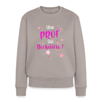 Schönes Geschenk von den Stars, Frau, Lehrerin, die rockt - Frauen Premium Bio Pullover - Taupe - Vorne - Julia (174cm)