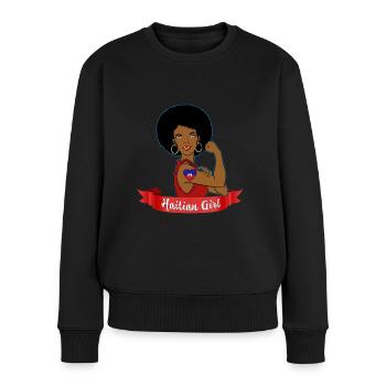 Woman Haiti Flag Haitian Pride Strength Courage - Women's Premium Organic Jumper - black - Front - Julia (174cm)