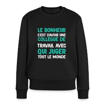 Humor Kollegin Von Travai Frauen, Die Urteilen - Frauen Premium Bio Pullover - Schwarz - Vorne - Julia (174cm)