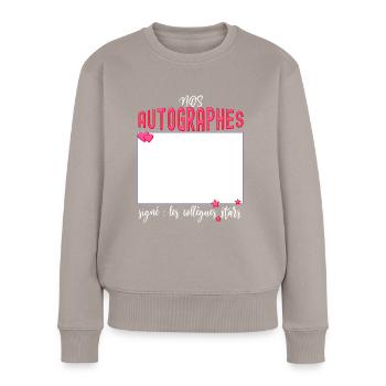 Kollegin Frau Stern Unterschrift Abschied Autogramm - Frauen Premium Bio Pullover - Taupe - Vorne - Julia (174cm)