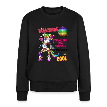 Tata Licorne Vintage Tante Cool Future Tatie - Pull Premium bio Femme - noir - Devant - Julia (174cm)