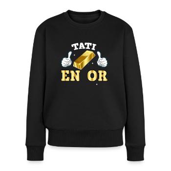 Tati En Or Message Tata D'Amour Unique - Pull Premium bio Femme - noir - Devant - Julia (174cm)