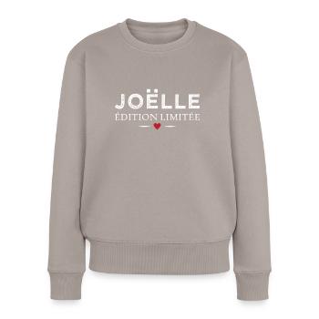 Humour Joëlle édition limitée Femme prénom Joëlle - Pull Premium bio Femme - taupe - Devant - Julia (174cm)