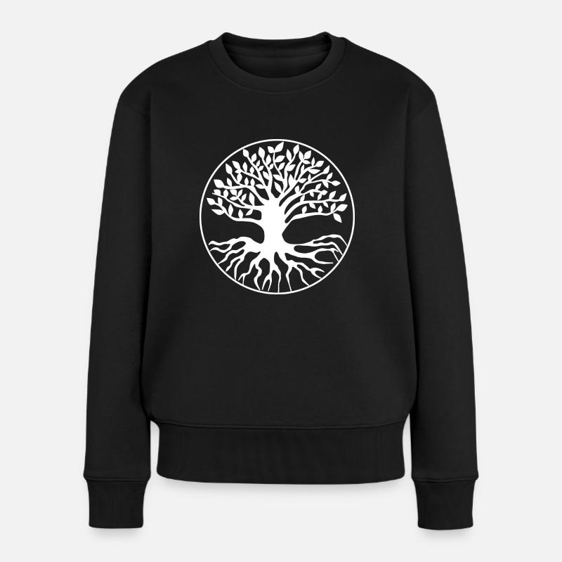 Baum Lebensbaum - Frauen Premium Bio Pullover - Schwarz