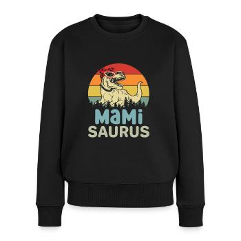 Mami Saurus coole Mama aus Mami Schweiz Mutter - Frauen Premium Bio Pullover - Schwarz - Vorne - Julia (174cm)