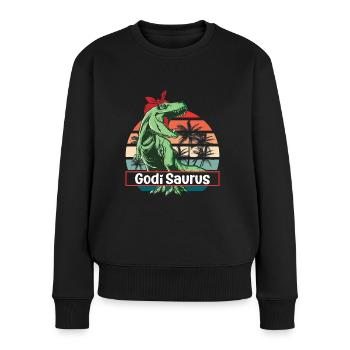 Godi Saurus zur Godi befördert Patentante Österrei - Frauen Premium Bio Pullover - Schwarz - Vorne - Julia (174cm)