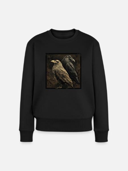 Odins Raben Hugin Munin Asatru Heidentum - Frauen Premium Bio Pullover - Schwarz
