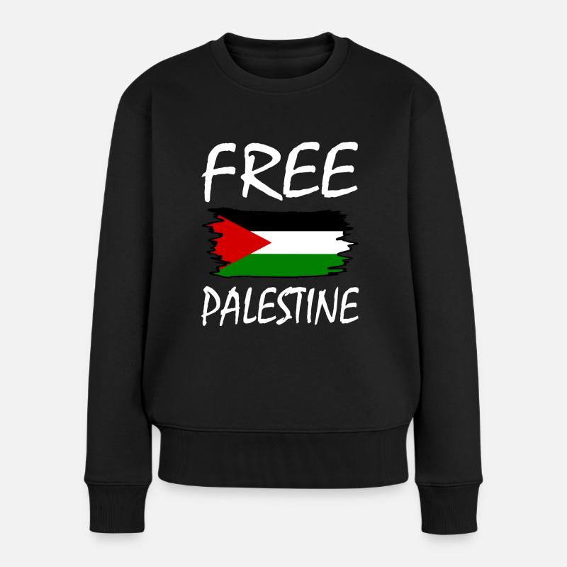 Free palestine - Frauen Premium Bio Pullover - Schwarz
