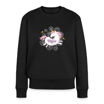 Vorname Mila Einhorn Geschenk - Frauen Premium Bio Pullover - Schwarz - Vorne - Julia (174cm)