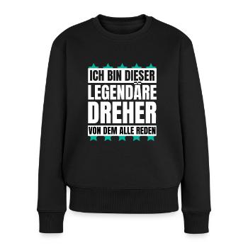 Ich bin dieser legendäre Dreher - Frauen Premium Bio Pullover - Schwarz - Vorne - Julia (174cm)
